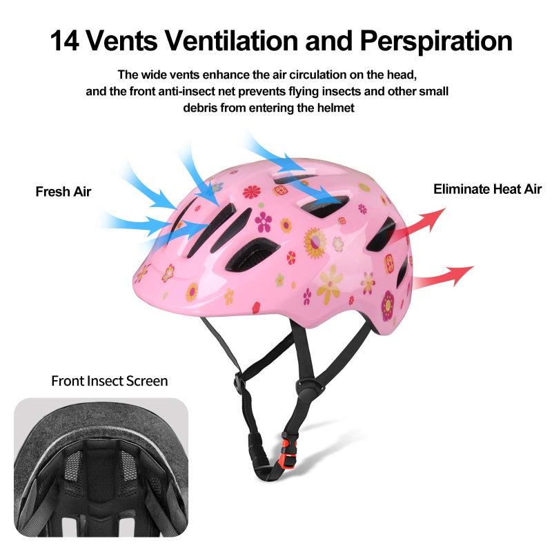 GLAF Baby Bike Helmet Toddler Helmets for 1 Year Old and up Infant Girls Boys Multi Sport Adjustable for Scooter Bicycle Kids Youth Child Skateboard Safety Cycling (XS, Flower) - Image 3